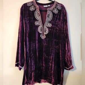 Chico's Burgundy Velvet Tunic Top